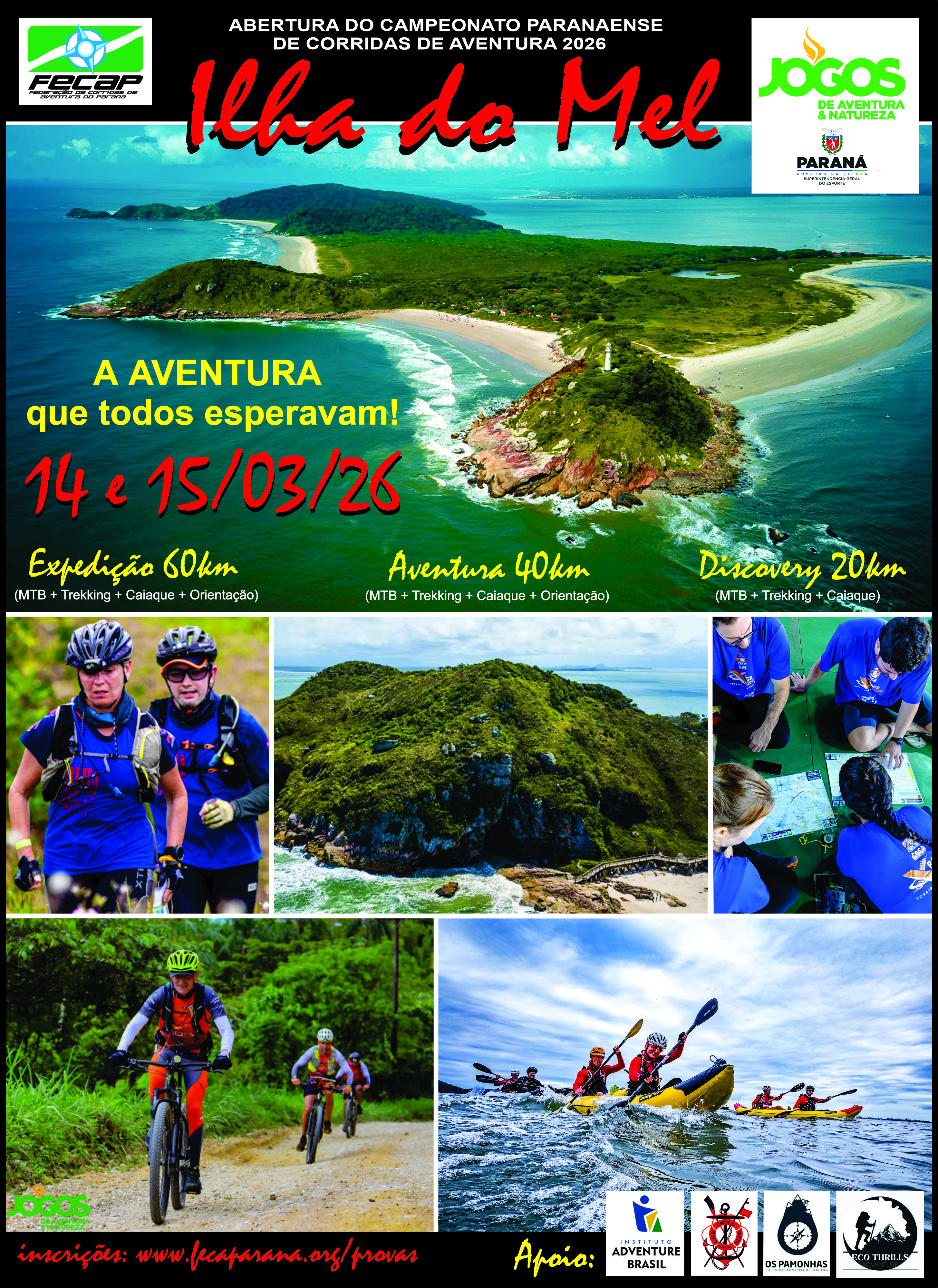 1ª ETAPA C.P.C.A. 2026 - ILHA DO MEL - JOGOS DE AVENTURA & NATUREZA DO PARANÁ.  